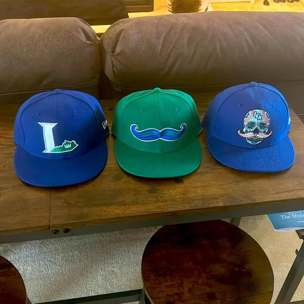 Lexington Legends Fitted Hats Kentucky Blue and Green